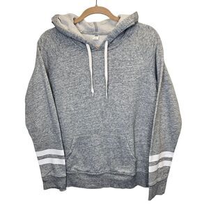 Old Navy Women's L Gray White Relaxed Fleece Pullover Hoodie